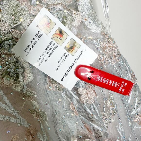 Mac Duggal 20131 Floral Multi Color Neutral Floral A Line Embroidered Gown 4 NEW - Picture 10 of 10